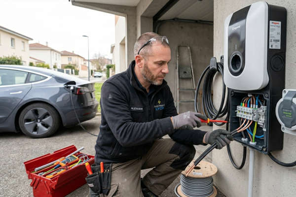 Installation borne de recharge et prise renforcé